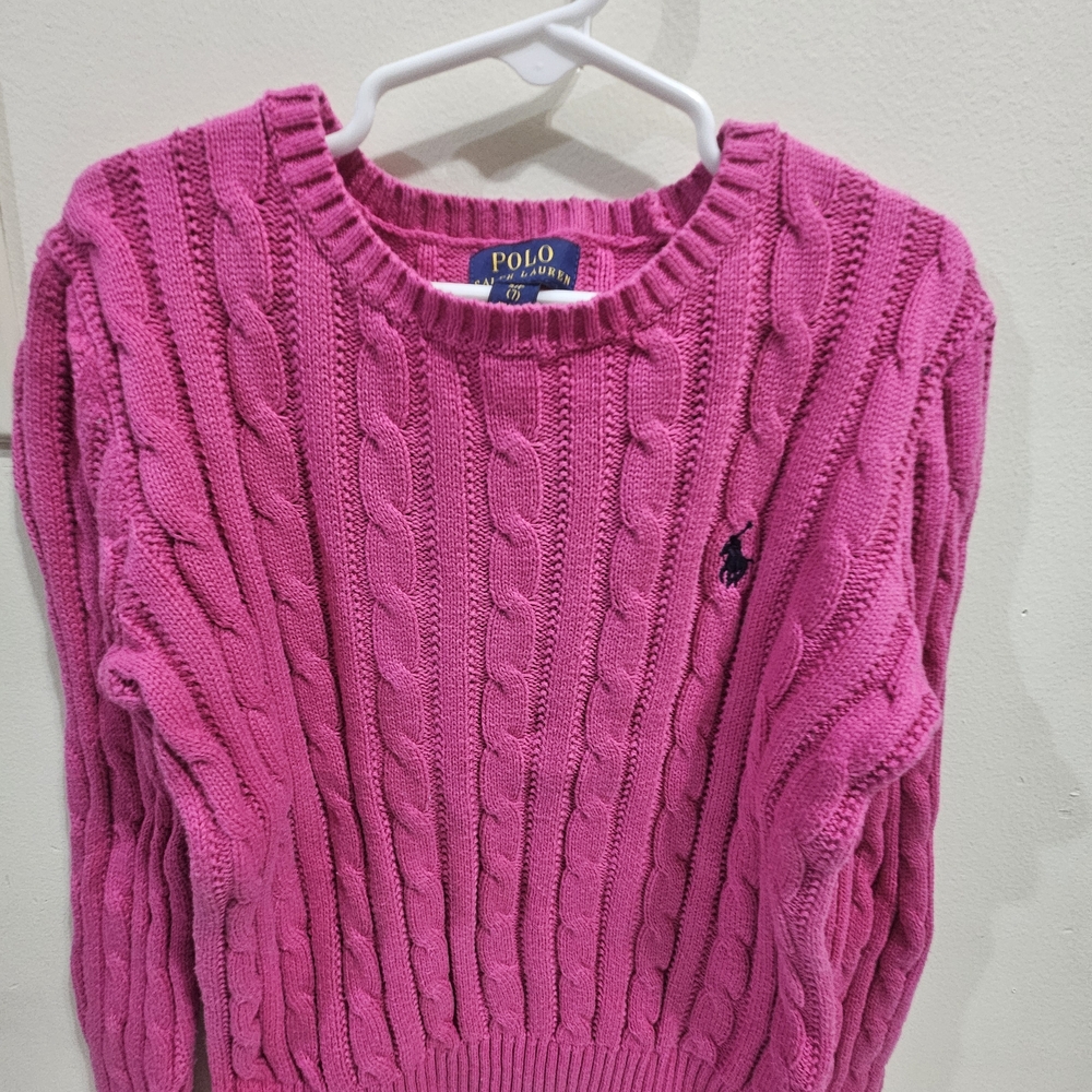 Girls Polo Ralph Lauren Pink Cable Knit Sweater